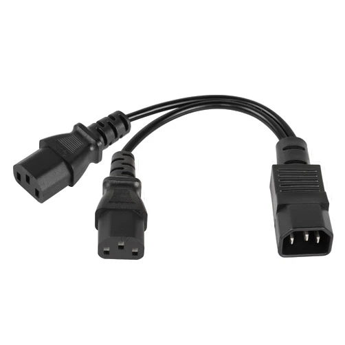 GELRHONR 1Ft UPS Server Y Splitter Power Cord,IEC320 C14 Male to 2 x C13 Female Adapter Extension Power Cable - Black