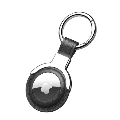 Sichy Leather Protective Case for AirTags, AirTags Loop Holder Airtag Keyring Cases Air Tags Protective Cover Airtag Key Chain Loop Holders for Luggage Dog Cat Pet Collar (Black)