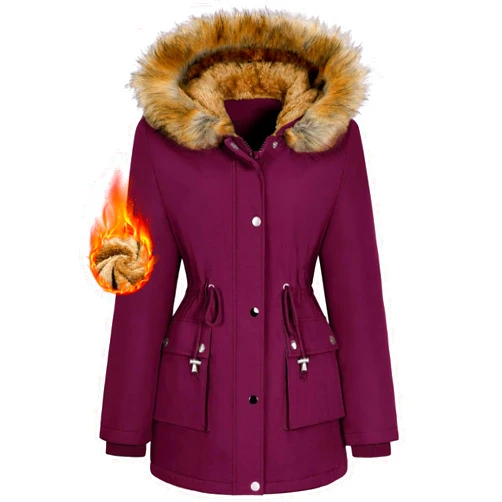 HEEKPEK Women Winter Coats Fleece Lined Parka Jackets Hooded Warm Thicken Coat With Pockets and Fur Hood Trendy Overcoat