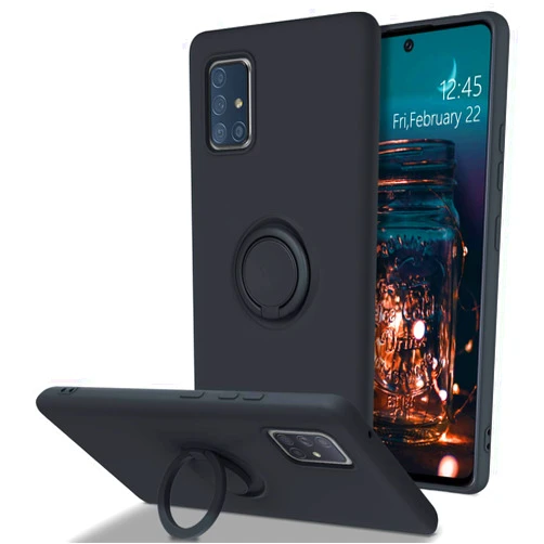 BENTOBEN Galaxy A71 5G Case [NOT FIT UW Verizon], Slim Silicone | Kickstand with 360° Ring Holder | Support Car Mount | Soft Gel Rubber Hybrid Shockproof Bumper Cover for Samsung Galaxy A71 5G, Black