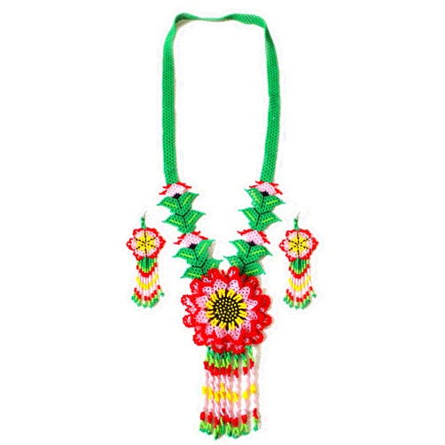 buybeaded Long Beaded Necklace – Boho Native Handmade Seed Bead Tassel Necklace, Bohemian Large Statement Beaded Necklace for Women and Girls (craftscorner-va1) (Pattern12)