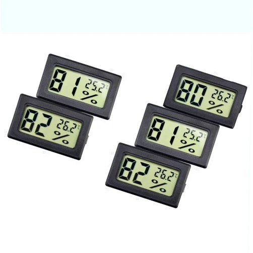 JPSPACE 5 Pack Mini Digital Thermometer Hygrometer, Indoor Digital Electronic Temperature Humidity Gauge Meter LCD Display Fahrenheit (℉) for Humidors, Greenhouse, Home, Fridge, Jars