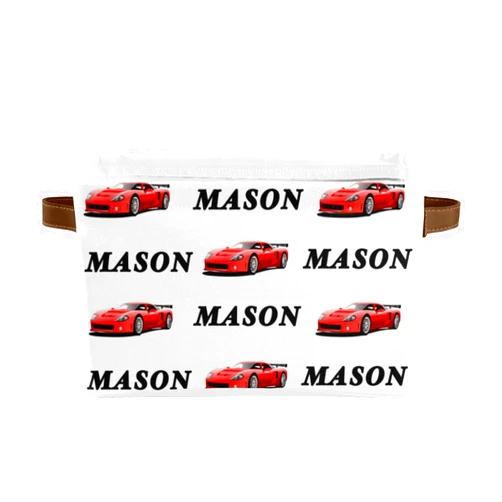 Deven Red Race Car Name Personalized Large Storage Baskets for Organizing Shelves with Handle,Closet Decorative Storage Bins for Bathroom,Nursery,Home 2 Pack