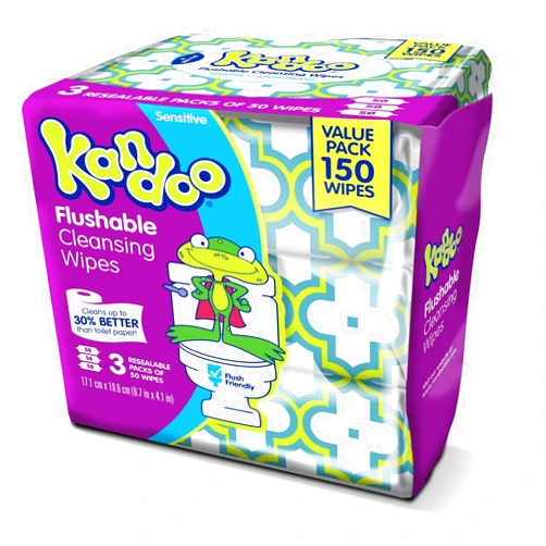 Kandoo Sensitive Flushable Wipes, 50 sheets, 3 count