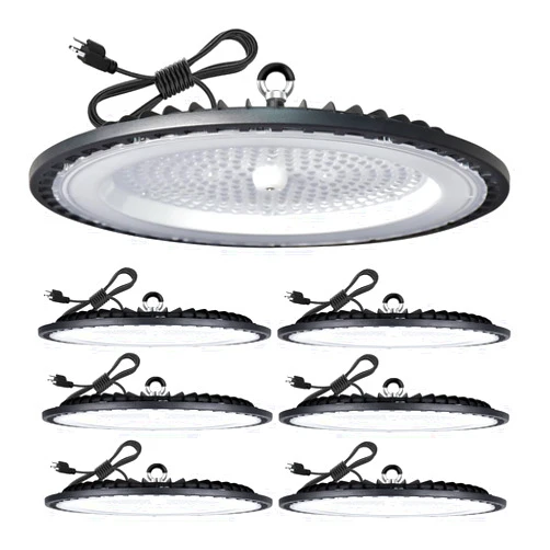 ONLYLUX LED High Bay Light 200w, LED Garage Lightsing, LED Shop Lights 5000K Daylight 30000LM 6 Pack, UFO LED Highbay Lights with US Plug, IP65 Commercial Bay Lighting, for Warehouse, Garage