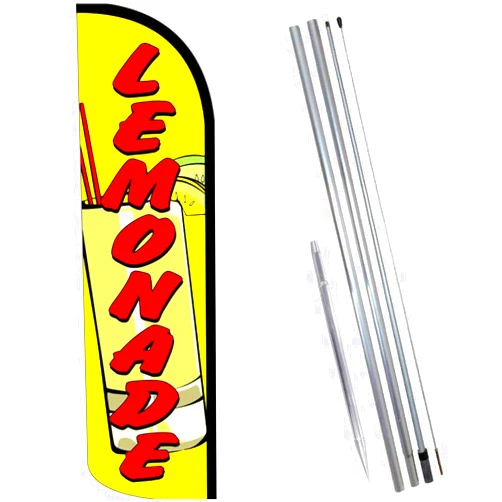 VistaFlags SMSASOEO Lemonade (Yellow/Red) Premium Windless Feather Flag Bundle L M