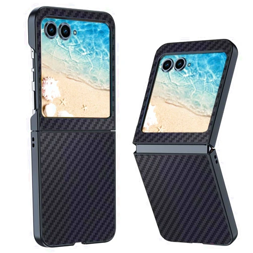 Ftonglogy for Moto Razr 2024 Case: Slim Carbon Fiber Classic Design Thin Fit Hybrid Shockproof Protective Cover Phone Case for Motorola Razr 5G (Black)