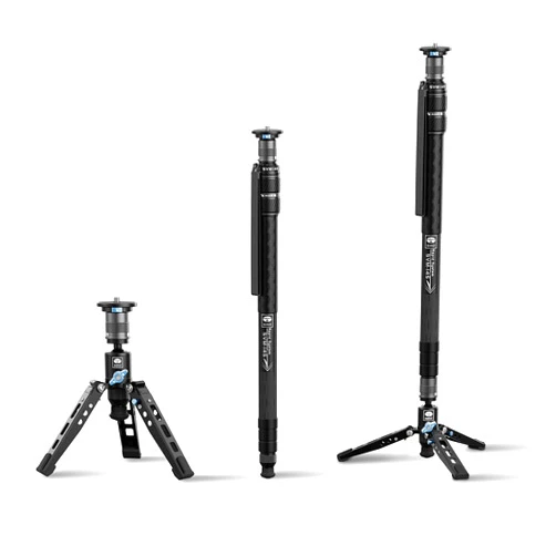 SIRUI SVM-145 Rapid Monopod with Feet, 57” Professional Carbon Fiber Camera Monopod, One-Step Rapid Height Adjustment, Lightweight Travel Monopod for DSLR Camera, Modular 3 in 1, Max Load 22lbs