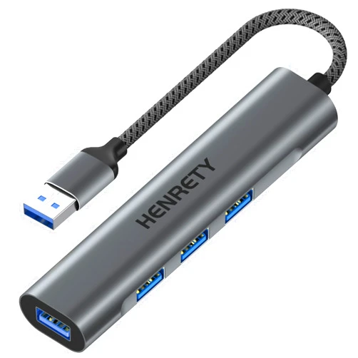Henrety USB Hub, 4-in-1 Ultra Slim Portable Data Hub USB Splitter USB 3.0 Expander for Laptop, PC, MacBook, Mac Pro, Mac Mini, iMac, Surface Pro, and More USB Devices