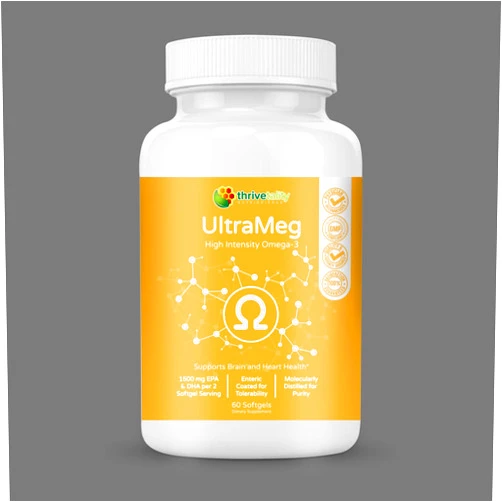 Thrivetality Nutriscience UltraMeg High Intensity Omega-3 by Thrivetality | #1 Physician Formulated | 1500mg EPA & DHA per Serving | Molecularly Distilled for Potency and Purity | Enteric Coated for Tolerability and Absorption