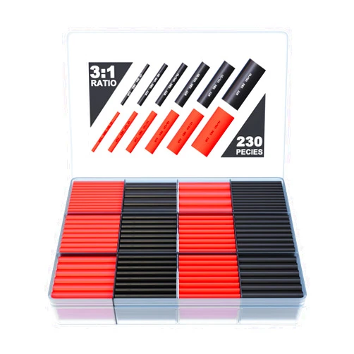 Sanuke 230pcs Heat Shrink Tubing Kit, 3:1 Dual Wall Tube, Strong Adhesive Lined Marine Shrink Tubing - 1.77