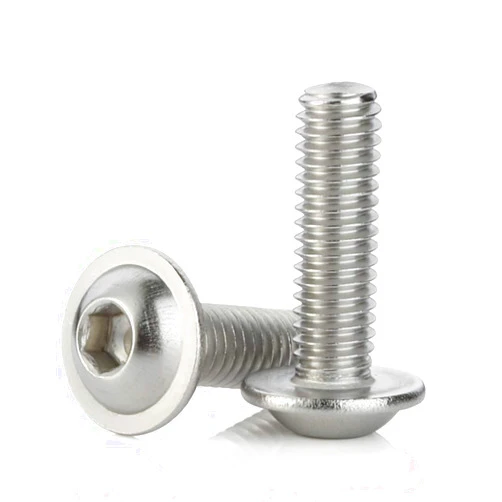 MewuDecor M6-1.0 x 12mm Flanged Button Head Socket Cap Screws Bolts, Stainless Steel 18-8 (304), Full Thread, Allen Socket Drive, 50 PCS