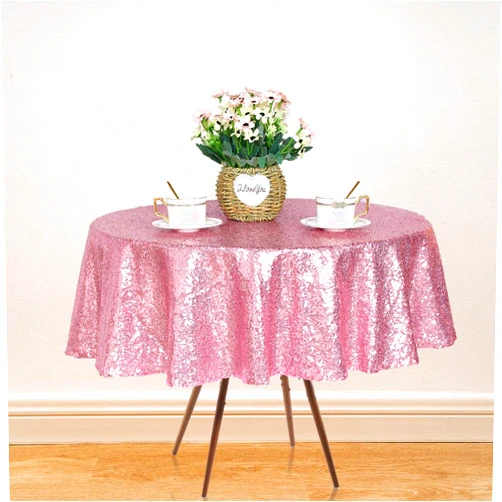 JYFLZQ Rose Pink Sequin Tablecloth 50