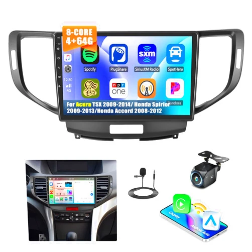 OiLiehu [8 Core 4G+64G] 9'' Touchscreen Android 13 Car Stereo for Acura TSX 2009-2014/ Honda Spirior 2009-2013/Honda Accord 2008-2012 with Carplay Android Auto WiFi/GPS,Bluetooth,FM/RDS+Backup Camera