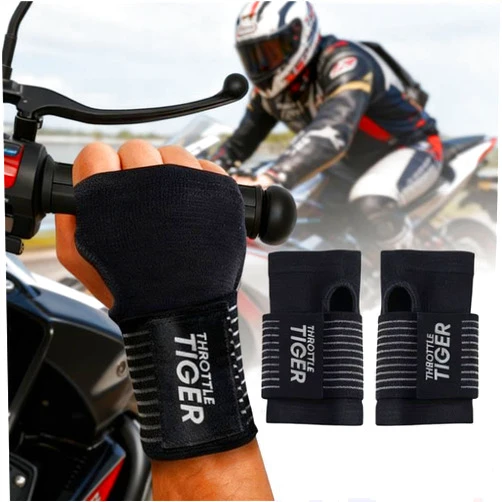 Throttle Tiger ® Motorcycle Wrist Brace Adjustable Wrist Wraps for Bikers, Wrist Support Reduces Hand Pain and Absorbs Vibration, Enhancing Comfort and Stability (Medium)