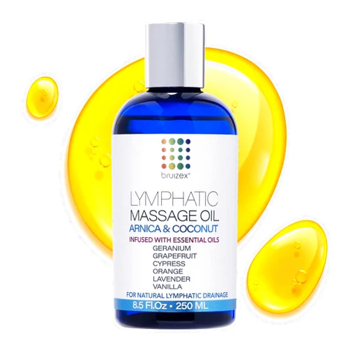 Bruizex Lymphatic Drainage Massage Oil with Arnica Oil & Coconut for Post Surgery Recovery & Lymphatic Drainage Massager, Liposuction, 360 Lipo, BBL, After Tummy Tuck Surgery Items, Fibrosis Treatment, 8.5 Oz