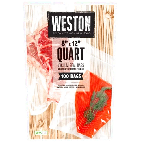 Weston Vacuum Sealer Bags, 2 Ply 3mm Thick, for NutriFresh, FoodSaver & Other Heat-Seal Systems, for Meal Prep and Sous Vide, BPA Free, 8