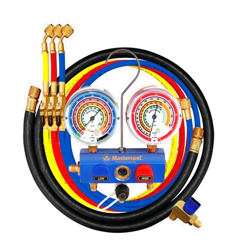 Mastercool (59861 Blue R410A, R22, R404A 3-Way Manifold Set with 3-1/8
