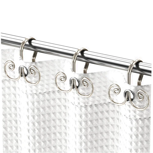 AmazerBath Shower Curtain Hooks, Shower Curtain Rings Rustproof Metal Shower Hooks for Shower Curtain, Modern Decorative Shower Rings for Bathroom Shower Rod, Nickel
