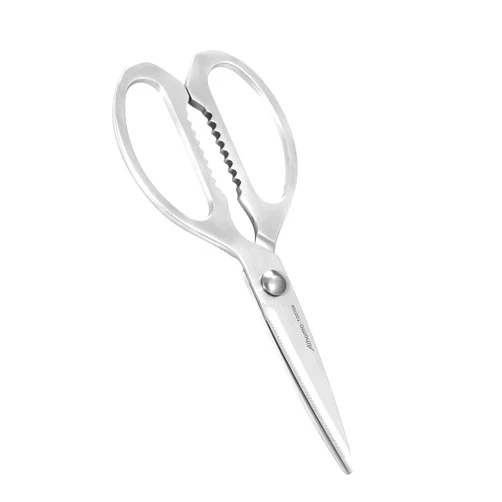 Aihomo Heavy Duty Kitchen Scissors Minimalist Style Stainless Steel Scissors, Dishwasher Safe All Steel Cooking Scissors, Silver Micro-Serrated Kitchen Shears, Ultra Sharp for Food, Packaging Bags