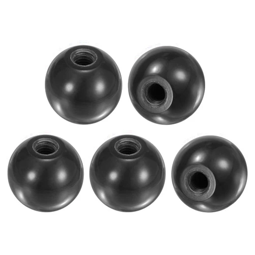 M METERXITY 5-Pack Threaded Ball Knobs, M8 Female Thread 30mm Dia. Thermoset Ball Knob for Lathe/Machine/Lawn Mowers, Round Phenolic Lever Handle [Black]