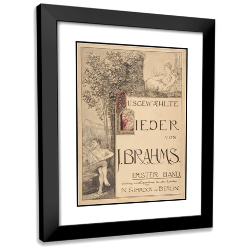 ArtDirect Max Klinger 14x18 Black Modern Frame and Double Matted Museum Art Print Titled - Design for a Title Page for Sheet Music (Late 19th-Early 20th Century)