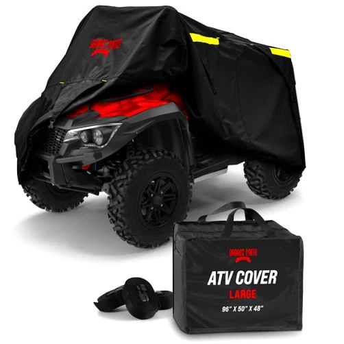 Badass Moto ATV Covers Waterproof Outdoor Heavy Duty, Rip-Resistant, Night-Reflective Quad Cover, 4 Wheeler Cover, Easy-Access Zipper & Vents Four Wheeler Accessories - ATV Gifts, Large 95