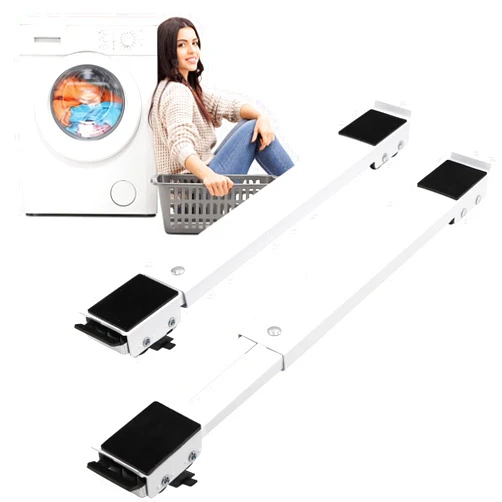 Majhulla Extendable Furniture Appliances Rollers, Mover Tools with 24 Roller & Brake Equipment for Heavy Washing Dryer Machine Refrigerator for Mobile Wheels Strong Base Stand Hold Up to 660 lb White