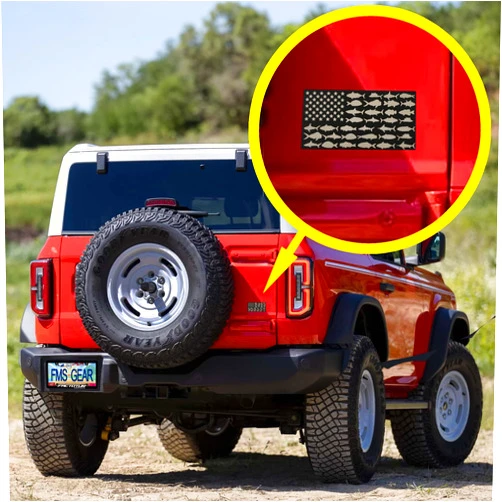Factotum Motorsports American Flag Saltwater Fish Flag Emblem Badge 3D Fender Tailgate Liftgate nameplate