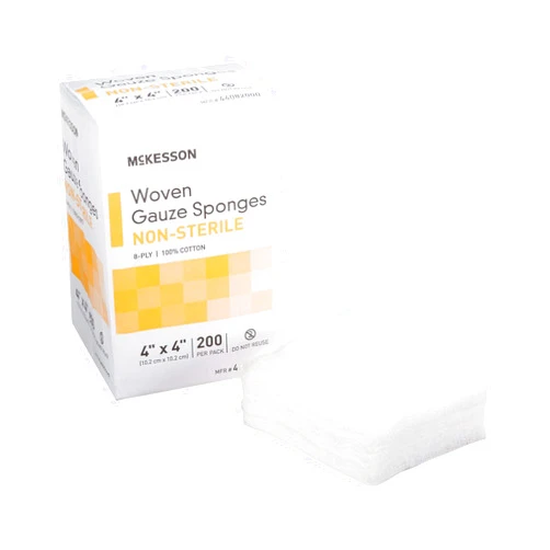 McKesson Woven Gauze Sponges, Non-Sterile, 8-Ply, 100% Cotton, 4 in x 4 in, 200 per Pack, 5 Packs, 1000 Total