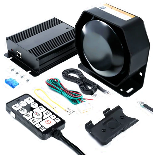 JAMTON 200W 12V 37 Tone Emergency Siren PA System, Slim Speaker Horn with Handheld Remote Control and Microphone for Emergency Vehicles Police Car Firefighter Ambulance SUVs