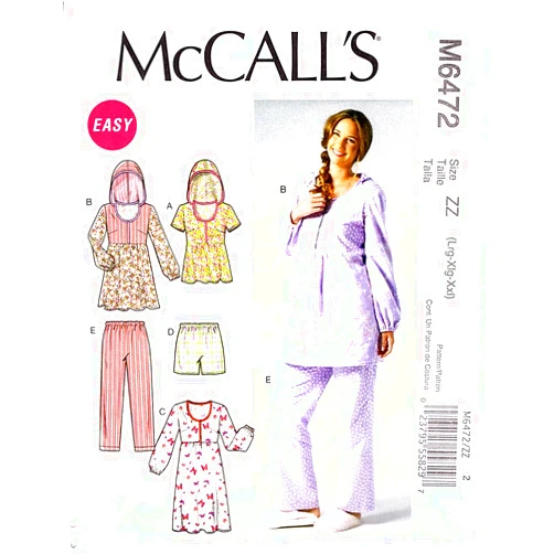 McCall Pattern Company McCall's Patterns M6472 Misses' Tops, Gown, Shorts and Pants, Size ZZ (LRG-XLG-XXL)