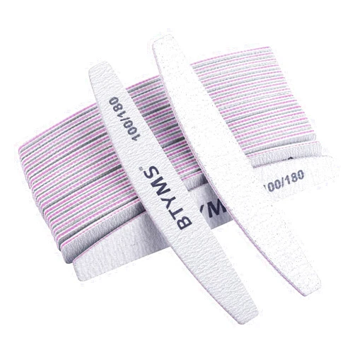 BTYMS 25Pcs 100/180 Grit Nail File and Buffer Professional Double-Sided Emery Boards for Acrylic, Gel & Natural Nails