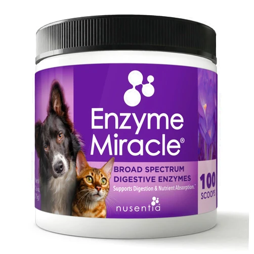 NUSENTIA Enzymes for Cats & Dogs : Enzyme Miracle® (100 Servings) : for Digestive Stress, Pancreatic Concerns, and Healthy Weight Management.