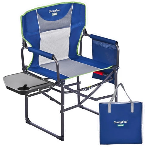 SUNNYFEEL Camping Directors Chair, Heavy Duty,Oversized Portable Folding Chair with Side Table, Pocket for Beach, Fishing,Trip,Picnic,Lawn,Concert Outdoor Foldable Camp Chairs