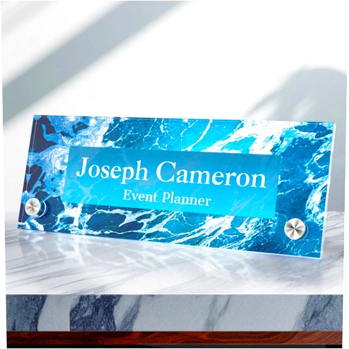 Nyareka Personalized Name Plate for Desk with Standoff Barrels | Clear Acrylic Office Decor with Flowers Design | Custom Desk Decorations | Ideal Personalized Gifts for Women with Name and Title Printing