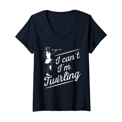 Gymnastics Choreography Majorette Athlete Designs Womens Funny Twirling Gift For Baton Twirler Majorette Women Girls V-Neck T-Shirt