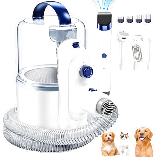 O'rengela Pet Grooming Vacuum Kit - Hair Groomer Trimmer Clippers for Dogs & Cats, Include 4 Guard Combs with 5 Proven Tools for Dog Cat Animals Shedding, Grooming, Home Cleaning