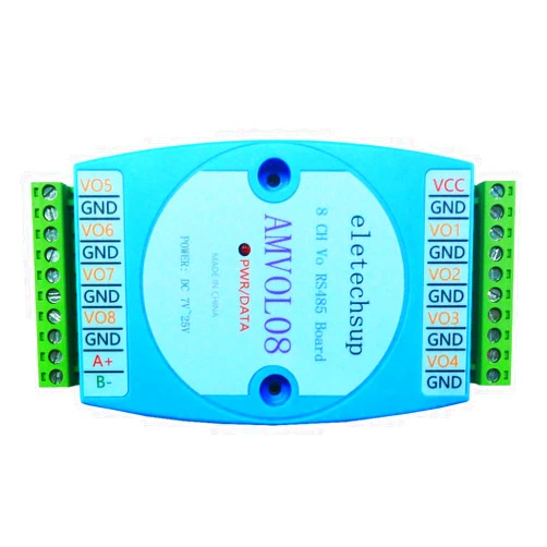Eletechsup 8 Channel Analog Output Module, 0-10V/0-5V, RS485 Modbus RTU, Voltage PLC Remote IO Expansion Board