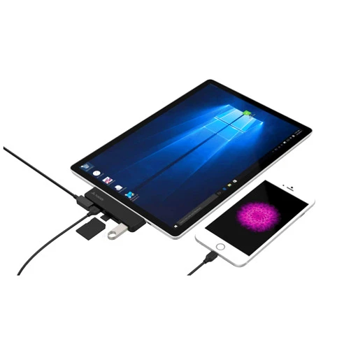 Juiced Systems Surface 3 | 5 in 1 Adapter with Power delivery | 2X USB 3.0 Ports | 1x Micro SD Input | 1x SD Input | 1x Micro USB Charging Input