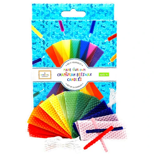 The Dreidel Company Make Your Own Hanukkah Beeswax Candles, Complete DIY Chanuka Candles Starter Kit (DIY 24 Candles)