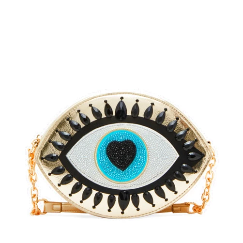 Betsey Johnson Eyes Have It Crossbody, Gold