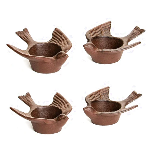 WTBFBY Vintage Candle Holders Cast Iron Tea Light Holders Creative Bird Shaped Candle Holder Swallow Designed Antique Ash Tray Home Office Desktop Ornament-4PCS