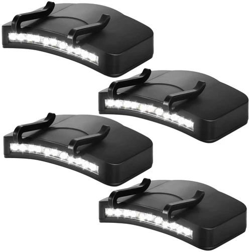 Mudder 4 Pieces Hat Clip Light 11 LED Rotatable Clip Headlamps Cap Lights Clip on Hat Waterproof LED Ultra Bright Hands-free Flashlight for Hunting Camping Fishing Hiking