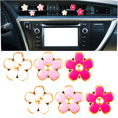 Ouligay 6 Pcs Daisy Air Vent Clips Car Accessories, Cute Car Flowers, Car Air Fresheners Vent Clips, Car Diffuser Vent Clips for Car Interior Decoration Accessories for Women Girls Gifts