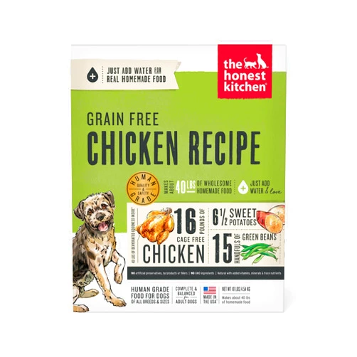 The Honest Kitchen Human Grade Dehydrated Grain Free Dog Food - Complete & Balanced Meal or Topper - Chicken 10 Pound (makes 40 Pounds)