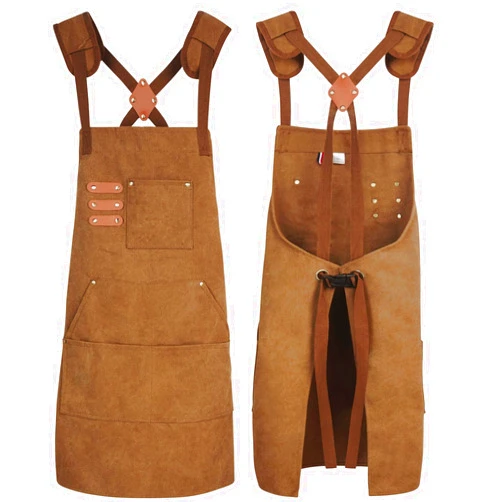 conda Chef Apron, Cross Back Straps Apron with Pockets for Men Women, Cotton Canvas Adjustable Work Apron for Cooking Pottery Baking Serving(1 Pcs)