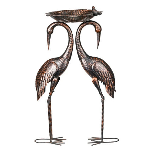 TERESA'S COLLECTIONS Yard Decorations Outdoor Large Crane Bird Bath Garden Statues, 30