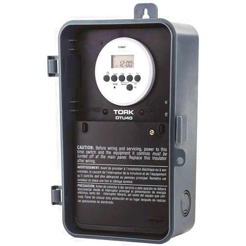 NSi Industries TORK DTU40 Indoor/Outdoor, 7-Day 40-Amp Universal Multi-Volt Digital Appliance Timer - 24-Hour Programming - Multiple On/Off Settings - 120-277-Volt - Compatible with Incandescent/Compact Fluorescent/LED - Automatic Voltage Detection