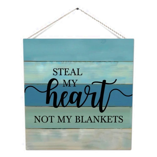Generic Wooden Pallet Sign Plaque Steal My Heart Not My Blankets Nostalgic Wood Door Hanger Sign Decorative Wooden Wall Pediment Plank Hanging Plaque Wall Decor for Front Door Lake House 12in